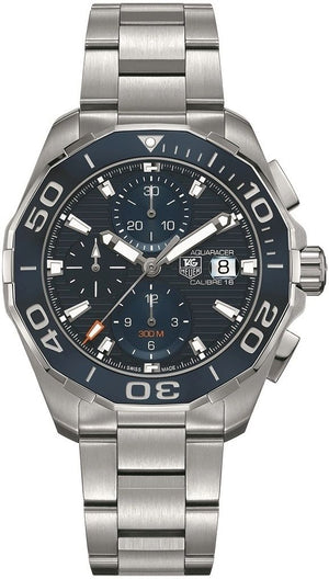 Tag Heuer Aquaracer Calibre 16 43mm Blue Dial Silver Steel Strap Watch for Men - CAY211B.BA0927 Authentic Buy Shop Now
