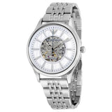 Emporio Armani Meccanico Skeleton Silver Dial Silver Steel Strap Watch For Men - AR1945 Authentic Buy Shop Now