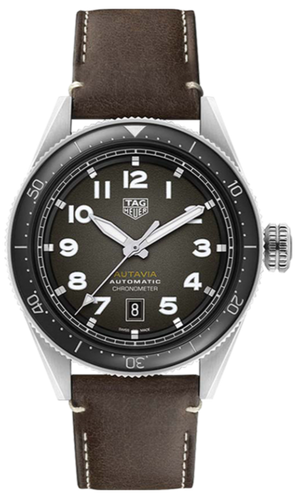 Tag Heuer Autavia Automatic Grey Dial Brown Leather Strap Watch for Men - WBE5114.FC8266 Authentic Buy Shop Now