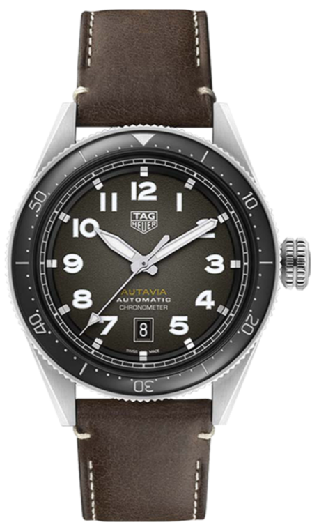 Tag Heuer Autavia Automatic Grey Dial Brown Leather Strap Watch for Men - WBE5114.FC8266 Authentic Buy Shop Now