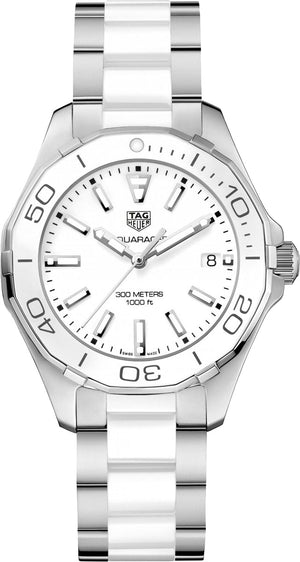 Tag Heuer Aquaracer Quartz White Dial Two Tone Steel Strap Watch Women - WAY131B.BA0914 Authentic Buy Shop Now