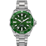 Tag Heuer Aquaracer Calibre 5 Green Dial Silver Steel Strap Watch for Men - WAY201S.BA0927 Authentic Buy Shop Now