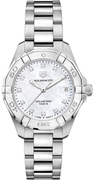 Tag Heuer Aquaracer Diamonds White Mother of Pearl Dial Silver Steel Strap Watch for Women - WBD1314.BA0740 Authentic Buy Shop Now