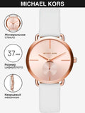 Michael Kors Portia Rose Gold Dial White Leather Strap Watch For Women - MK2660 Authentic Buy Shop Now