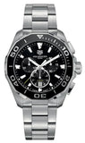 Tag Heuer Aquaracer Quartz Chronograph Black Dial Silver Steel Strap Watch for Men - CAY111A.BA0927 Authentic Buy Shop Now