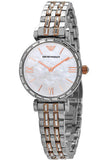 Emporio Armani Gianni T-Bar Silver Dial Two Tone Steel Strap Watch For Women - AR11293 Authentic Buy Shop Now