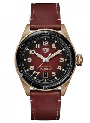 Tag Heuer Autavia Calibre 5 Chinese New Year Maroon Dial Maroon Leather Strap Watch for Men - WBE5193.FC8300 Authentic Buy Shop Now