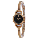 Movado Rondiro 22mm Black Dial Rose Gold Steel Strap Watch For Women - 0607065 Authentic Buy Shop Now