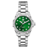 Tag Heuer Aquaracer Diamonds Emerald Green Dial Silver Steel Strap Watch for Women - WBD1316.BA0740 Authentic Buy Shop Now