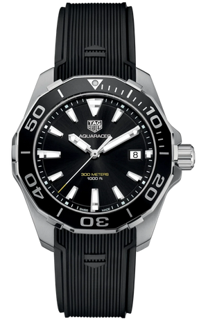 Tag Heuer Aquaracer Black Dial Black Rubber Strap Watch for Men - WAY111A.FT6151 Authentic Buy Shop Now