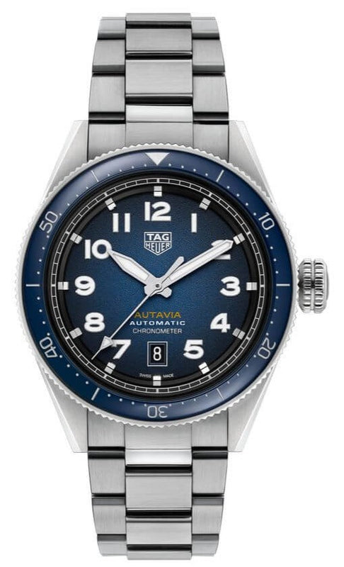 Tag Heuer Autavia Automatic Blue Dial Silver Steel Strap Watch for Men - WBE5116.EB0173 Authentic Buy Shop Now