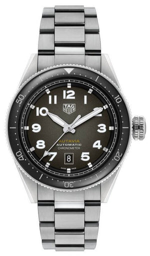 Tag Heuer Autavia Automatic Grey Dial Silver Steel Strap Watch for Men - WBE5114.EB0173 Authentic Buy Shop Now