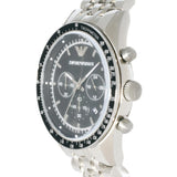 Emporio Armani Tazio Chronograph Black Dial Silver Steel Strap Watch For Men - AR5988 Authentic Buy Shop Now