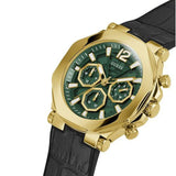 Guess Edge Chronograph Green Dial Black Leather Strap Watch For Men - GW0492G3 Authentic Buy Shop Now