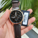 Tommy Hilfiger Multi Function Chronograph Black Dial Brown Leather Strap Watch for Men - 1791631 Authentic Buy Shop Now
