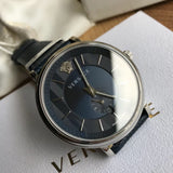 Versace Manifesto Quartz Blue Dial Blue Leather Strap Watch For Men - VBQ01017 Authentic Buy Shop Now