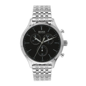 Hugo Boss Companion Black Dial Silver Steel Strap Watch for Men - 1513652 Authentic Buy Shop Now