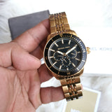 Michael Kors Cunningham Multifunction Black Dial Gold Steel Strap Watch For Men - MK7154 Authentic Buy Shop Now