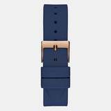 Guess Multifunction Crystals Rose Gold Dial Blue Rubber Strap Watch For Women - GW0439L4 Authentic Buy Shop Now