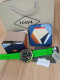 Fossil Bannon Chronograph Grey Dial Green Silicone Strap Watch for Men - BQ2501 Authentic Buy Shop Now