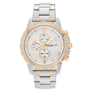 Fossil Dean Chronograph White Dial Silver Steel Strap Watch for Men - FS4795 Authentic Buy Shop Now