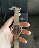 Coach Delancey Grey Dial Grey Leather Strap Watch For Women - 14502797 Authentic Buy Shop Now