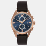 Emporio Armani Claudio Chronograph Blue Dial Brown Leather Strap Watch For Men - AR11554 Authentic Buy Shop Now