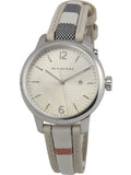 Burberry The Classic Guilloche Silver Dial Grey Leather Strap Watch for Women - BU10113 Authentic Buy Shop Now