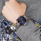Emporio Armani Luigi Chronograph Blue Dial Silver Mesh Bracelet Watch For Men - AR80038 Authentic Buy Shop Now