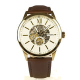 Fossil Flynn Mechanical Skeleton Beige Dial Brown Leather Strap Watch for Men - BQ2215 Authentic Buy Shop Now