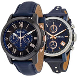 Fossil Boyfriend Sport Chronograph Blue Dial Blue Leather Strap Watch for Women - ES4113 Authentic Buy Shop Now