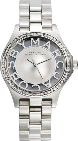 Marc Jacobs Henry Transparent Silver Dial Silver Steel Strap Watch for Women - MBM3337 Authentic Buy Shop Now