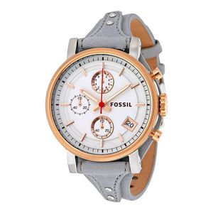 Fossil Original Boyfriend White Dial Light Blue Leather Strap Watch for Women - ES4045 Authentic Buy Shop Now