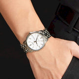Tissot Automatics III Day Date White Dial Silver Steel Strap Watch For Men - T065.430.11.031.00 Authentic Buy Shop Now