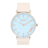 Coach Perry Blue Mother of Pearl Dial White Leather Strap Watch for Women - 14503270 Authentic Buy Shop Now