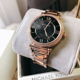 Michael Kors Catlin Black Diamonds Dial Rose Gold Steel Strap Watch for Women - MK3356 Authentic Buy Shop Now