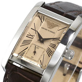 Emporio Armani Classic Beige Dial Brown Leather Strap Watch For Women - AR0155 Authentic Buy Shop Now