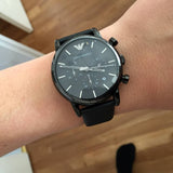 Emporio Armani Luigi Chronograph Black Dial Black Leather Strap Watch For Men - AR1737 Authentic Buy Shop Now