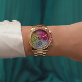 Guess Sugarrush Quartz Multicolor Dial Gold Steel Strap Watch For Women - GW0258L1 Authentic Buy Shop Now