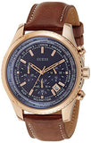 Guess Persuit Chronograph Blue Dial Brown Leather Strap Watch for Men - W0500G1 Authentic Buy Shop Now