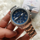 Fossil Bowman Chronograph Blue Dial Silver Steel Strap Watch for Men - FS5604 Authentic Buy Shop Now