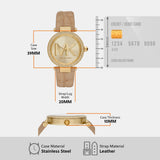 Michael Kors Parker Three-Hand Gold Dial Brown Leather Strap Watch For Women - MK4725 Authentic Buy Shop Now