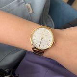 Michael Kors Addyson Three-Hand White Dial Gold Steel Strap Watch for Women - MK4712 Authentic Buy Shop Now