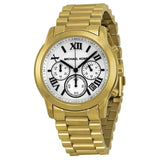 Michael Kors Cooper Chronograph White Dial Gold Steel Strap Watch For Women - MK5916 Authentic Buy Shop Now