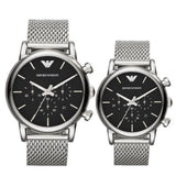 Emporio Armani Luigi Black Dial Silver Mesh Bracelet Watch For Men - AR8032 Authentic Buy Shop Now