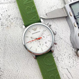 Emporio Armani Chronograph White Dial Green Rubber Strap Watch For Men - AR11022 Authentic Buy Shop Now