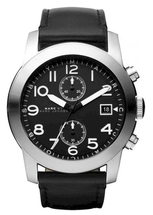 Marc Jacobs Larry Chronograph Black Dial Black Leather Strap Watch for Men - MBM5033 Authentic Buy Shop Now