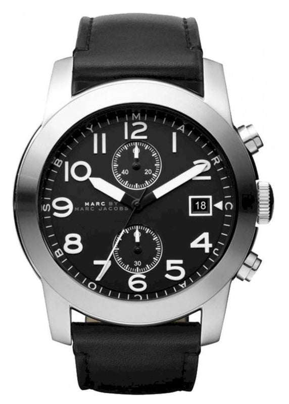 Marc Jacobs Larry Chronograph Black Dial Black Leather Strap Watch for Men - MBM5033 Authentic Buy Shop Now
