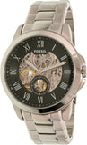 Fossil Grant Skeleton Black Dial Silver Steel Strap Watch for Men - ME3055 Authentic Buy Shop Now