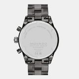 Movado Heritage Calendoplan Chronograph Black Dial Black Steel Strap Watch For Men - 3650125 Authentic Buy Shop Now